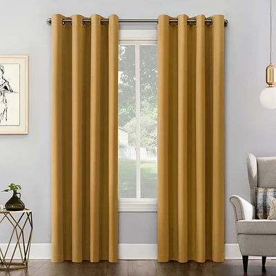 54x63 Sun Zero Blackout Kenneth Energy Saving Grommet Curtain Panel Gold: Modern Thermal Insulated Noise Reducing