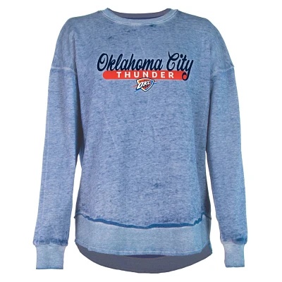 NBA Oklahoma City Thunder Womens Burnout Crew Neck Fleece Sweatshirt