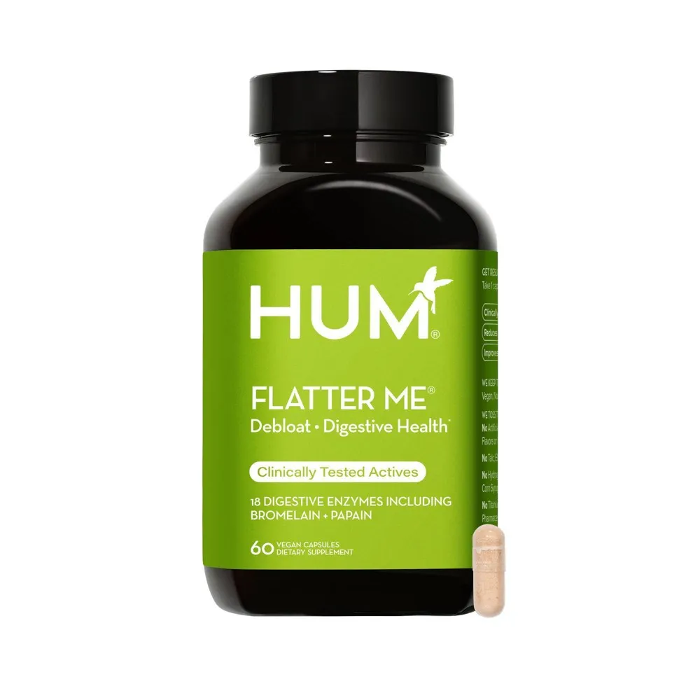 HUM Nutrition Flatter Me Digestive Enzymes for Fast Bloating Relief Vegan Capsules - 60ct