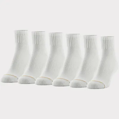 All Pro Womens 6pk Quarter Cotton Athletic Socks - White 4-10