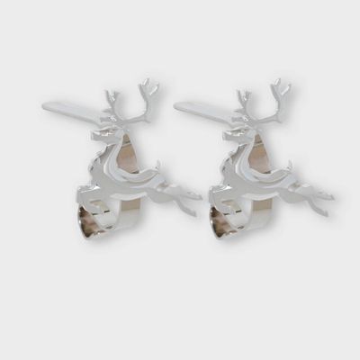 Original MantleClip 2ct Christmas Stocking Holder with Reindeer Icons Silver: Fits Up to 3 Mantels, Protective Pads