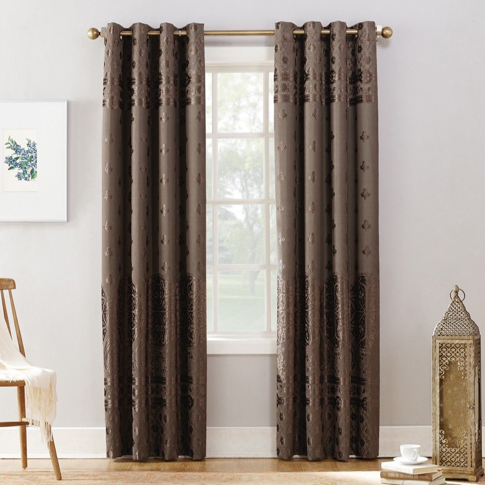 84x50 Elidah Bonded Velvet Blackout Grommet Curtain Panel Mocha - Sun Zero