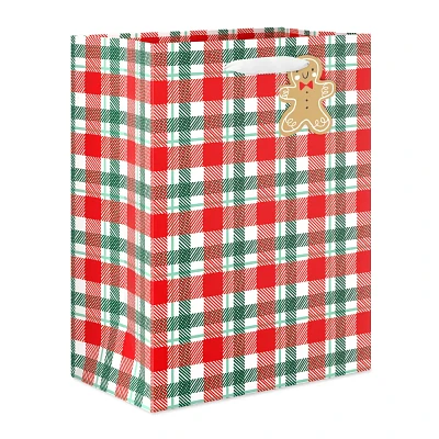 L Christmas Gift Bag Red/Green Plaid