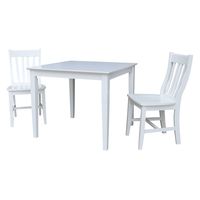 3pc Dining Table with Cafe Chairs - International Concepts: Solid Parawood, Square, Non-Extension, 4-Seat