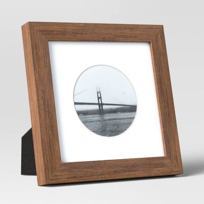 6 x 6 Matted to 4 x 4 Single Image Table Frame with Circle Brown - Threshold: Polystyrene Material, Easel Back