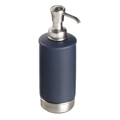 iDESIGN York Soap Pump Matte Navy/Brushed Nickel: Ceramic & Steel, Hand Wash, 10.58oz Capacity