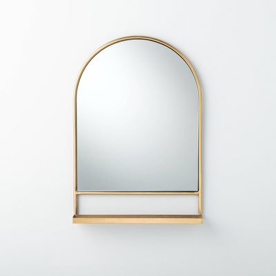 Arched 18x26 Metal Frame Wall Mirror with Shelf Brass Finish - Hearth & Hand with Magnolia