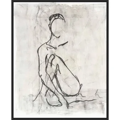 Amanti Art 23 x 28 Embellished Contour Sketch II by Ethan Harper Framed Canvas Wall Art Print : Vertical Lithograph