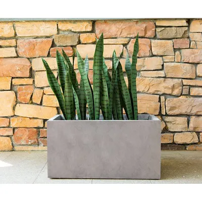 Rosemead Home & Garden, Inc. 12 Rectangular Concrete/Fiberglass Elegant Indoor/Outdoor Planter Weathered Gray