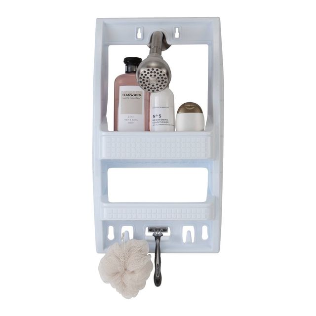 Bath Bliss Flexi Shower Caddy Shelf White: Polypropylene, Suction Mount, Bathroom Storage Organizer Rack