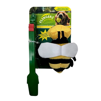 Flingerz Pet Funki Honeybee with Launcher Plush Dog Toy