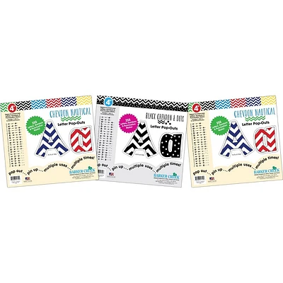 3pk 4 Letter Pop-Out Set Chevron 765 Characters - Barker Creek