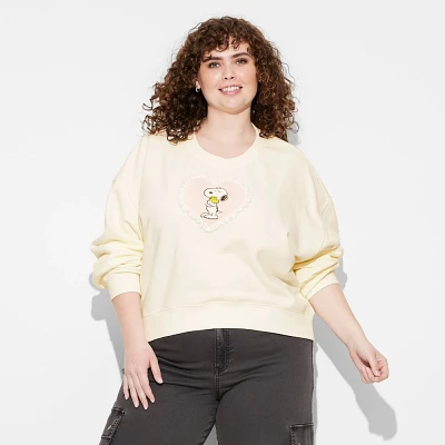 Womens Snoopy and Woodstock Heart Graphic Sweatshirt