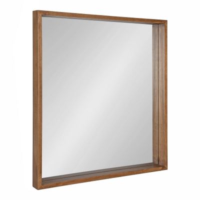 30 x 30 Hutton Square Wall Mirror Rustic Brown - Kate & Laurel All Things Decor