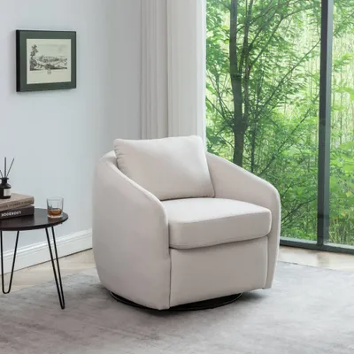 WOVENBYRD Modern Cozy Barrel Swivel Chair : Upholstered Polyester, Plywood Frame, No Assembly Required