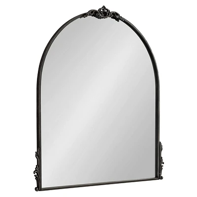 Kate & Laurel All Things Decor 32x30 Myrcelle Decorative Framed Wall Mirror Black: Traditional Style, Rounded Top Rectangle, No Assembly