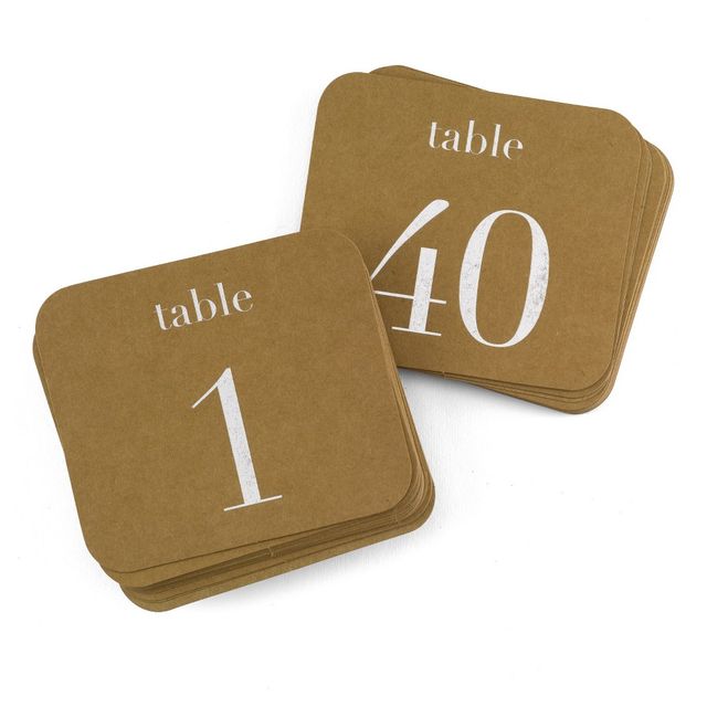 40ct 1-40 Kraft Table Number Cards