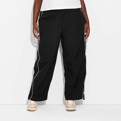 Womens Striped Side Graphic Parachute Pants