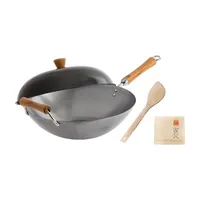 Joyce Chen Classic Series 14 Uncoated Carbon Steel Flat Bottom Wok - Silver