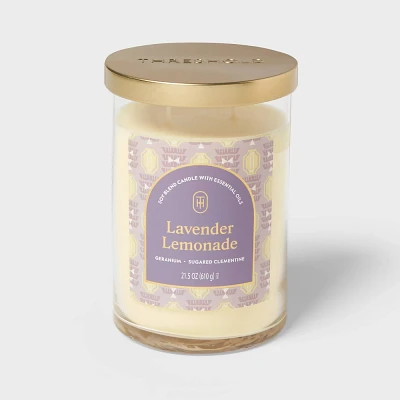21.5oz Glass Jar Candle with Lid Lavender Lemonade - Threshold