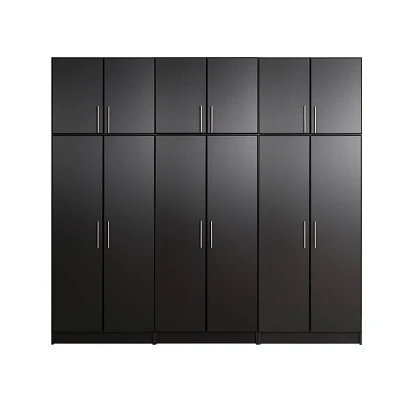 96 Elite with 6 Storage Cabinet Set Black - Prepac: MDF Laminated, 12 Shelves, Garage & Room Organizer