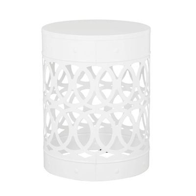 Mellie Outdoor Round Iron Side Table White - Christopher Knight Home: Modern, No Assembly, For Patio Use