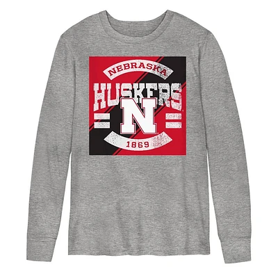 NCAA Nebraska Cornhuskers Boys ong Sleeve Gray T-Shirt