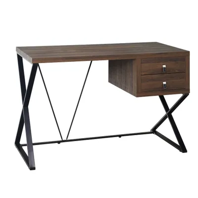 Amara Desk Brown - Buylateral: 52 Home Office Writing Desk, Laminated Surface, Wood Frame