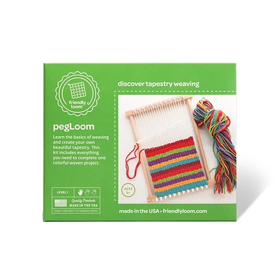 Friendly Loom Discover Weaving with PegLoom: DIY Craft Kit for Kids 10+, Includes Needle, Yarn, Loom & Instructions