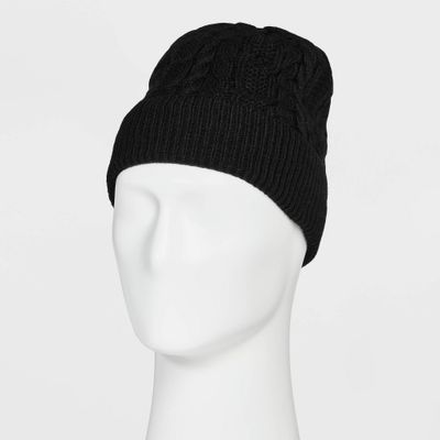 Mens Mixed Cable Knit Beanie with Fleece Lined Hat