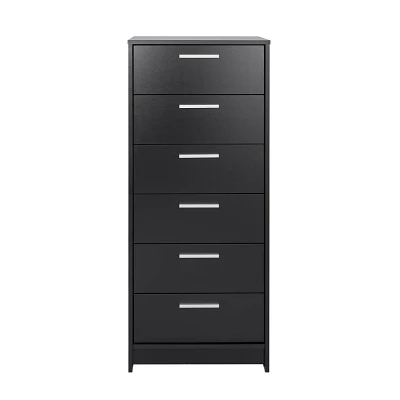 Prepac Studio 50 Tall Essentials 6 Drawer Dresser Black