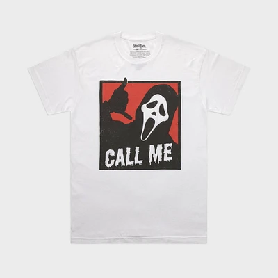 Mens Ghostface Call Me hort leeve Graphic T-hirt - White