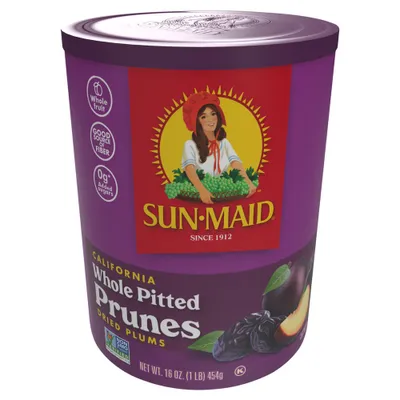 Sun-Maid California Sun-Dried Fruit Whole Pitted Prunes Canister - 16oz