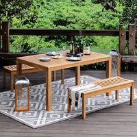 Chester 3pc Outdoor Teak Wood Picnic Set - Cambridge Casual: Solid Indonesian Teak, Weather-Resistant, Galvanized Steel Hardware