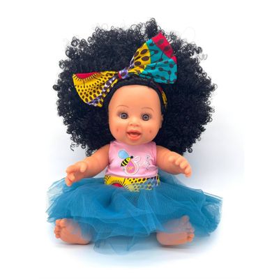 Orijin Bees Curly Swizzy 12 Baby Bee Doll - Black Hair with Brown Eyes