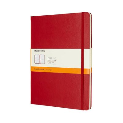 Moleskine Ruled Notebook XL Hard Cover Red: Journal with Elastic Closure, Pocket, Ribbon Marker, Acid-Free Paper, 192 Pages