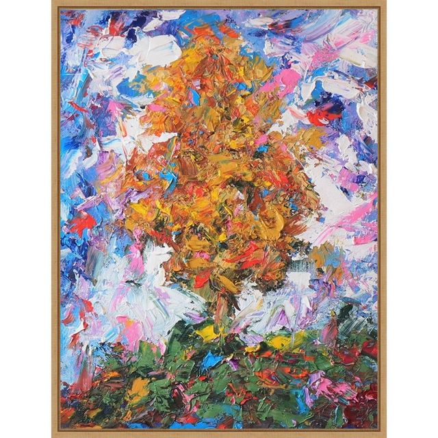 18 x 24 Tree II by Joseph Marshal Foster Framed Canvas Wall Art Orange - Amanti Art