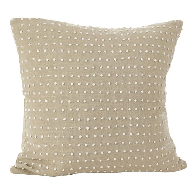 Leilani French Knot Design Throw Pillow Natural - Saro Lifestyle: Cotton Knit, Zipper Closure