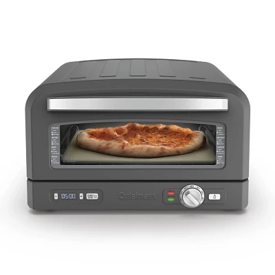 Cuisinart Indoor Metal Pizza Oven Matte Black CPZ-120MB: 1800W, Cool Touch, Freestanding, Includes Stone & Peel