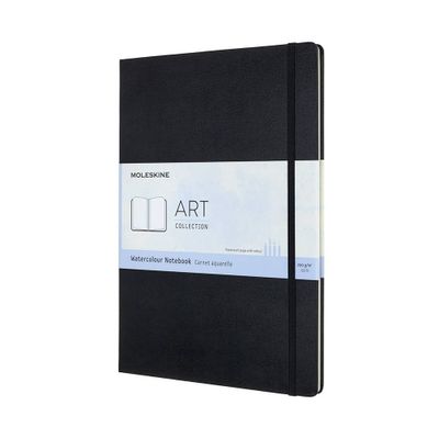 Moleskine Art Watercolor Notebook A4 Black: Undated Sketchbook, Acid-Free Paper, Hard Cover, Elastic Closure, 60 Pages