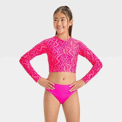 Girls Abstract Rash Guard Set