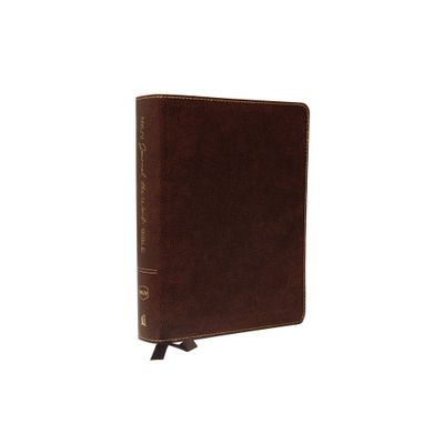 NKJV, Journal the Word Bible, Bonded Leather, Brown, Red Letter Edition, Comfort Print - by Thomas Nelson (Leather Bound)