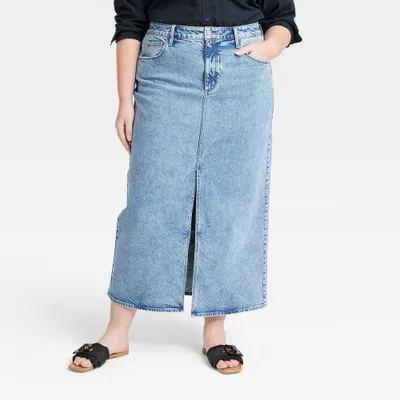 Women Denim Maxi Skirt