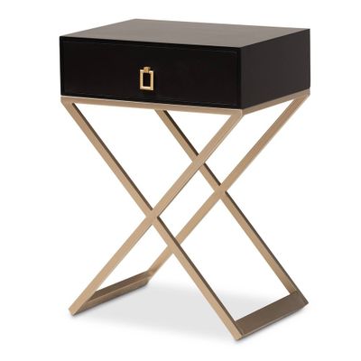 1 Drawer Patricia Brass Tone Metal Nightstand - Baxton Studio: Modern Bedside Table