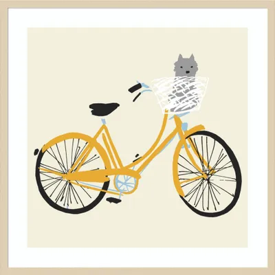 33 x 33 A Bicycle Made for Two Dog by Jenny Frean: Giclee Print & Hardwood Frame - Amanti Art