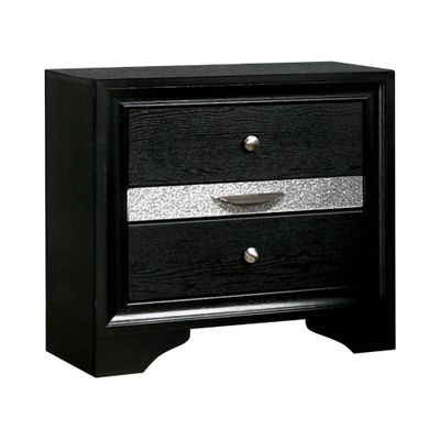 Oak Creek 3 Drawer Nightstand Black - miBasics