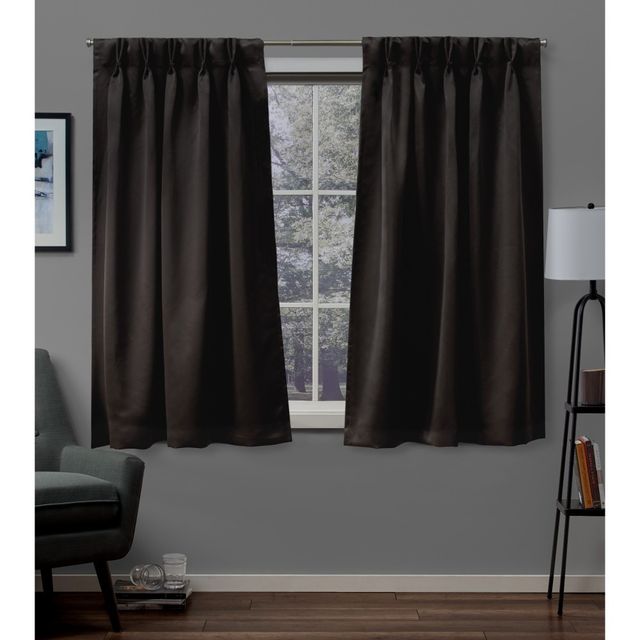 Set of 2 96x30 Sateen Twill Woven Blackout Pinch Pleat Window Curtain Panel Brown - Exclusive Home