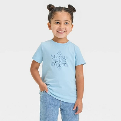 Toddler Girls Short Sleeve Star Snowflake T-Shirt