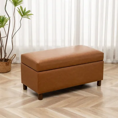 36 Wide Rectangle Storage Bench with Wood Legs