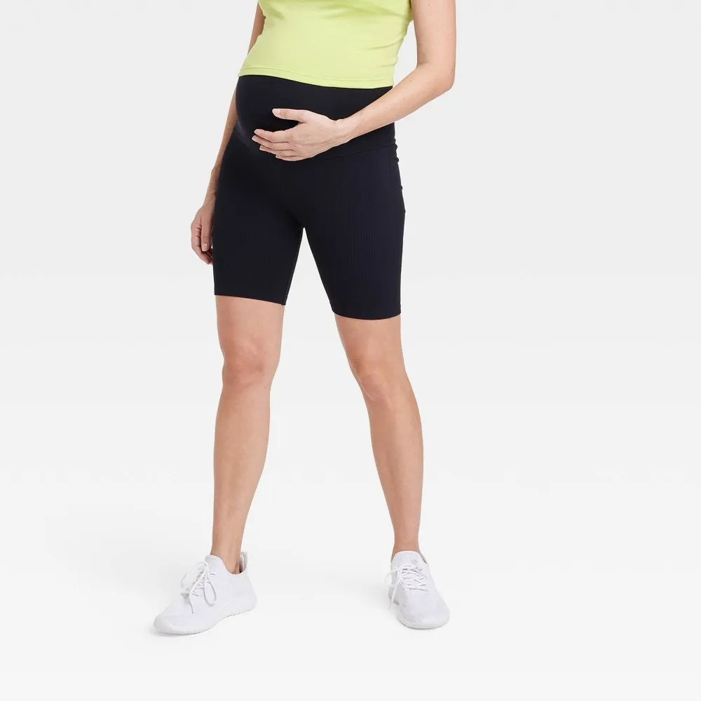 Seamless Ribbed Maternity Bike Shorts